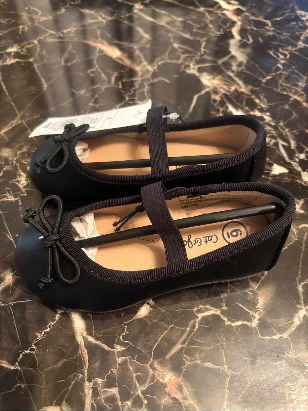 Cat & Jack Black Girls' Mary Jane Flats with Bow Accent